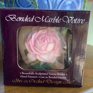Cottage Rose votive candle holder - marble New in box
